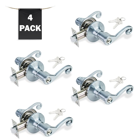 Premier Lock Decorative Entry Door Lever Lock Set Set of 4, Keyed Alike, Satin Nickel, 4PK LEV06X-4